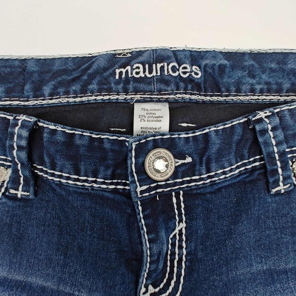 Maurices Bootcut Jeans Womens Large Short Dark Wash Stretch Denim Western - Picture 8 of 8